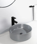 USZWBY Vessel Sinks Ceramic Vessel Sink Simple Round Matte Gray Artistic Countertop Basin Hotel Bathroom Bathroom Bowl Sink with faucet and towel.