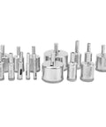 Heavy Duty 15 Piece Drill Bit Hole Saw Kit For Glass Marble Ceramic Tile And Granite Plating Coating Fast Chip Removal Water Lube Precision Boring Tools set