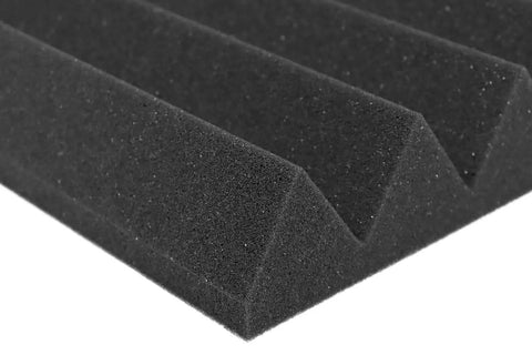 Heavy Duty Pro Grade Acoustic Foam Panels 24 Pack Charcoal Studio Soundproofing Wedge Wall Tiles 12 By 12 By 2 Inch close-up view.