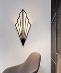 Fan Shaped Retro Wall Light Sconce with Linen Fabric Shade Art Deco Iron Body E14 Holder Black Finish in modern room