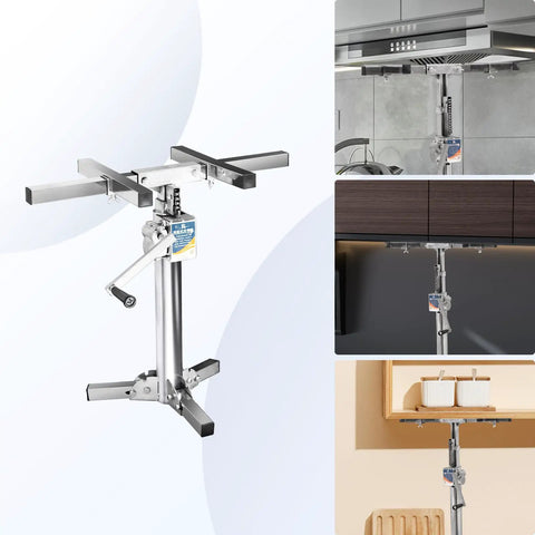 Heavy Duty Cabinet Lift Jack Tool 440 Lbs Capacity Adjustable Third Hand Support System premium rustproof steel support rod in use