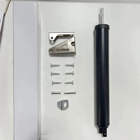 Wind-Resistant Heavy-Duty Door Closer 35Kg With Adjustable Speed, Polished Metal Finish, parts on white background
