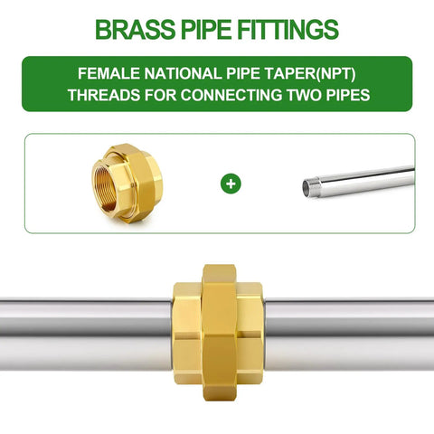 Heavy Duty Brass Union Fitting 1-1/2 Inch NPT Female To 1-1/2 Inch NPT Female Pipe Connector for plumbing systems