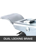 Heavy Duty 5 Inch Scaffolding Caster Wheels Set Of 4 With Badass Dual Locking Brakes close-up of dual locking brake mechanism.