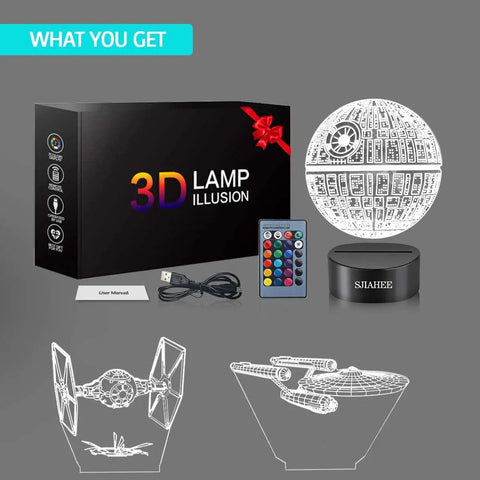 Lit 3D Night Light Lamp With 3 Pattern Modes And 16 Color Changing LEDs Remote Timer Control Realistic 3D Illusion Decor