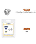 Sixty Pack Of Rugged Size Twelve X Half Inch Phillips Pan Head Self Tapping Screws Crafted From Top Shelf 304 Stainless Steel For Sheet Metal And Wood Jobs With No Sweat Assembly And Solid Grip Bright Finish in package