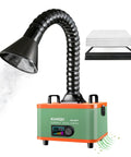 Slick Desktop Solder Fume Extractor With Badass Suction And Three Stage Hepa Paired With Activated Carbon, compact with flexible arm.
