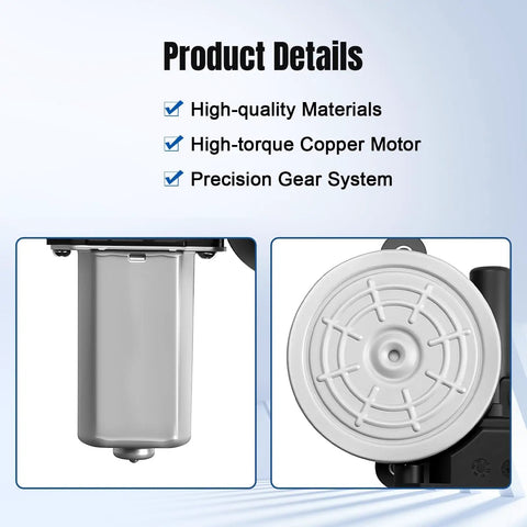 Product details of Front Passenger Or Rear Driver Side Power Window Motor For Corolla Camry 4Runner Tacoma Sienna Tundra Highlander Avalon 2003 Through 2021 742-609 Replacement Window Motor showing high-torque copper motor with precision gear system.