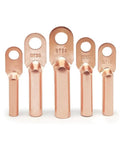 Heavy Duty Cold Crimp Fork Terminals, Uninsulated DT35 Wire Connectors in copper, five sizes for automotive wiring fixes.