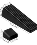Four Pack Built Tough Heavy Duty Door Stoppers Zinc Alloy Wall Protector With Non Slip Surface Wedge For Home And Office Use Sturdy Anti Collision Security Door Stops, black wedge with dimensions