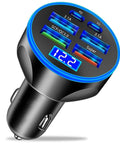 High Power USB C Car Charger 6 In 1 With Voltage Display 250W Multi Port Cigarette Lighter Adapter Ultra Fast Charge