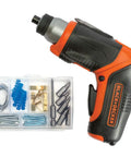 Compact 4V Max Cordless Screwdriver With Pivot Access and Built In LED Light, Magnetic Bit Holder, Picture Hanging Kit