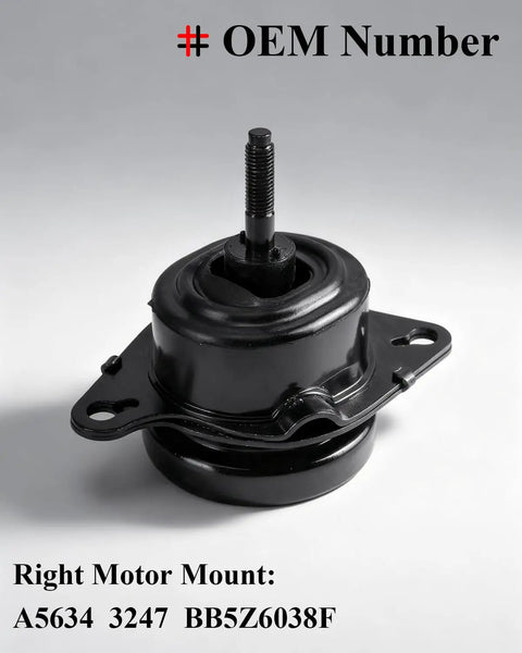 3 Pcs Premium Engine Motor Mount And Transmission Mount Set For 2016 2017 2018 2019 Ford Explorer showing right motor mount with OEM numbers.