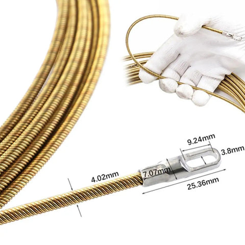 Metal Electrical Cable Puller Tool With Solid Spring For Easy Threading Of Lead Wires, 4mm Flat Head Sturdy Wire Threader For Tight Grooves And Dark Groove Wiring, Electrician Must Have For Quick Wiring Tasks, 4.02mm spring wire with 25.36mm head