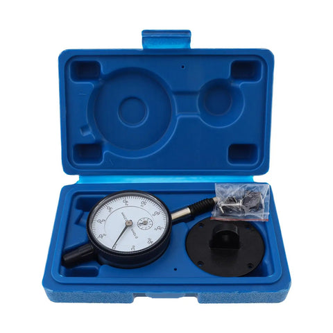 Pro Grade Metric Dial Indicator 0 To 10 MM With 0.01 MM Increments, Waterproof Cover, Lug Back, Stainless Stem in blue case
