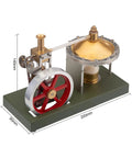 Retro Steam Engine Kit For DIY Assembly, Metal Steam Engine Model with spherical boiler, large flywheel, clear cylinder piston view