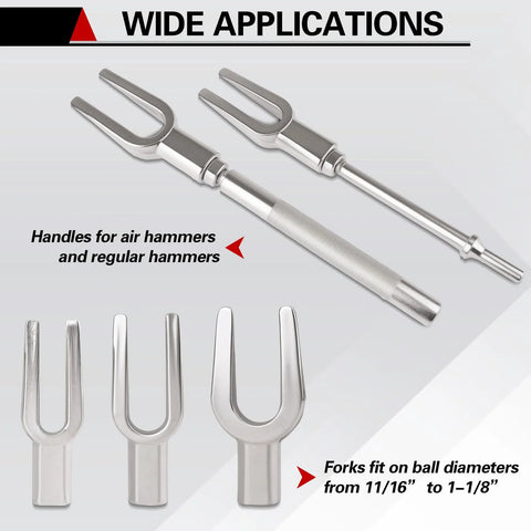 Jiimee 5-piece ball joint separator set with handles; heavy-duty steel forks for 11/16–1-1/8 inch joints