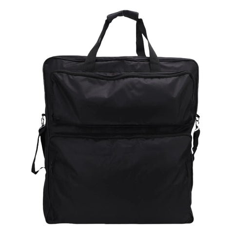 Black rugged solar panel carrying case for camping and RV travel with 600D Oxford fabric, front view, handles visible