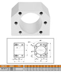 Heavy Duty Aluminum Nut Housing For SFU2005 And SFU2010 Ball Screw 20mm Fit DSG20H with technical diagram, front view