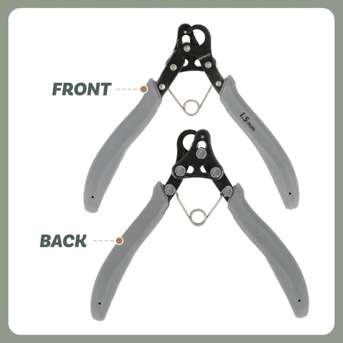 Front and back view of One Step Jewelry Looping Pliers For Perfect 1.5 mm Loops, Trim Wire Like A Pro, Works With 24 To 18 Gauge Craft Wire