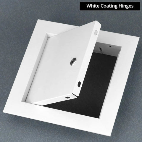 Heavy Duty Aluminum Alloy Access Panel 6X6 Inch Service Door with white coating and hinges for wall and ceiling electrical repair.