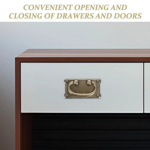 Four Piece Vintage Zinc Alloy Cabinet Pulls With Brass Ring Drawer Handles For Chinese Antique Style Furniture on a drawer