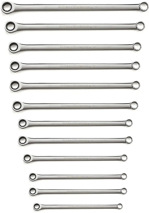 4 Piece XL GearBox 12 Point Double Box Ratcheting Wrench Add On Set SAE Pro Grade shown in descending size order