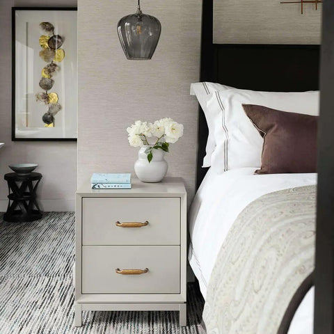 Bedroom nightstand with Antique Brass Zinc Alloy Cabinet Pulls 12 Pack Three And Three Quarters Inch Hole Centers Drawer Handles