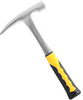 32oz Rock Pick Hammer With 12 Inch Carbon Steel Chipping Hammer Skid Handle Polished Tip Geologist Hammer For Mining Prospecting And Camping Beefy Strength Rust Resistant Anti Slip Grip Tool For Demanding Jobs, yellow and black handle