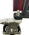Heavy Duty Electric Work Positioner Truck With Remote Control 330 Lb Capacity And 70 Inch Ram Lift Height wheel assembly for easy maneuvering.