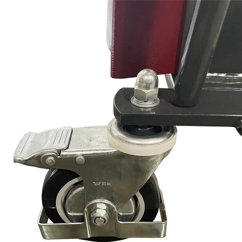 Heavy Duty Electric Work Positioner Truck With Remote Control 330 Lb Capacity And 70 Inch Ram Lift Height wheel assembly for easy maneuvering.