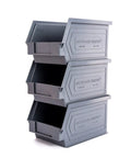 Heavy Duty Plastic Storage Organizers With Stackable Build And Hanging Rails Ideal For Workshop Hardware Sorting 9 By 5 By 5 Inch Red Bins 12 Pack, gray stackable bins.