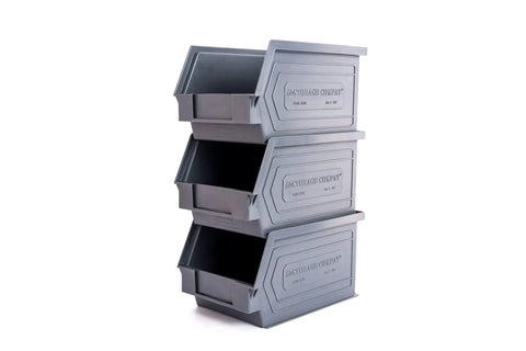 Heavy Duty Plastic Storage Organizers With Stackable Build And Hanging Rails Ideal For Workshop Hardware Sorting 9 By 5 By 5 Inch Red Bins 12 Pack, gray stackable bins.