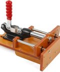 Adjustable Toggle Clamp With Push Pull Action, 851 Lbs Capacity, High Carbon Steel Construction, Red Finish, side view