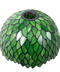 Tiffany Style Pendant Light Plug In With Green Wisteria Stained Glass 12 Inch Hanging Lamp shade with intricate leaf pattern