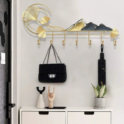 Heavy Duty Wall Mounted Coat Rack Featuring Slick Rust Proof Hooks Behind Doors Prime Entryway Must Have No Hassle Setup Strong Load Capacity with decorative hooks and stylish design.