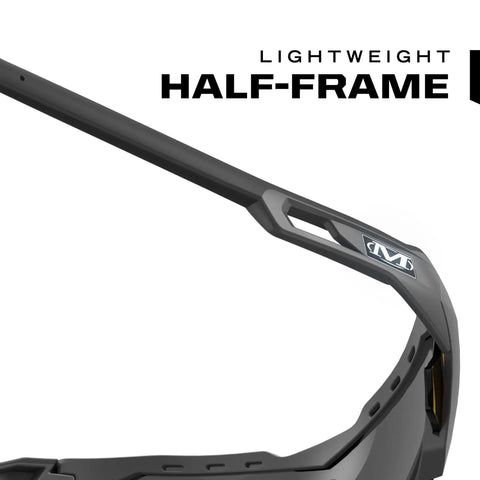 Vision Type E Safety Glasses With Fire Mirror Lens For The Jobsite, Anti Fog And Scratch Resistant, Black Half Frame Close-up