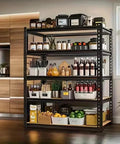 Tough As Nails Heavy Duty Metal Storage Rack With 2000 Lb Capacity Per Shelf, 72 Inch Wide Industrial Steel Shelving Set with kitchen items.