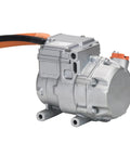 Ultra Low Noise 48V Electric AC Compressor Features Snazzy Vortex Core And Pushes Sharp R134A Chill To Keep Your Ride Cool And Smooth Through Stoplights And Highway Cruises Everyday in silver.