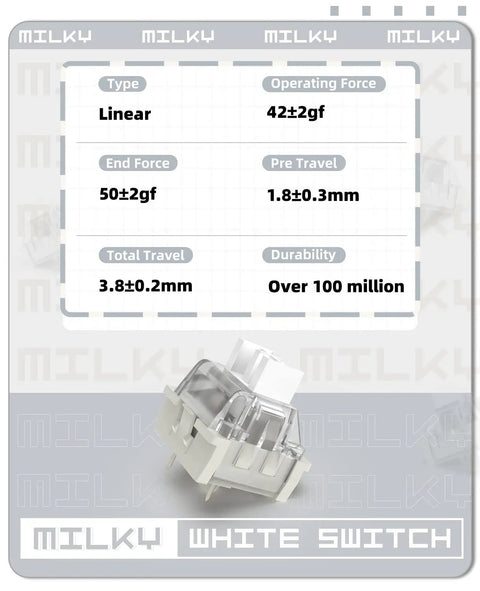 Creamy White Linear Keyboard Switches 42gf 3 Pin Pre Lubed With POM Stem For MX Mechanical Keyboard Compatible Switch Set Pack Of 100