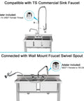 Pro Grade Commercial Sink Sprayer Kit With 45 Inch Flexible Stainless Steel Hose shown on different kitchen faucets setup