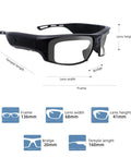 Bluetooth Safety Glasses With Photochromic Lenses And Crisp Clear Audio For The Daily Grind side view with dimensions labeled