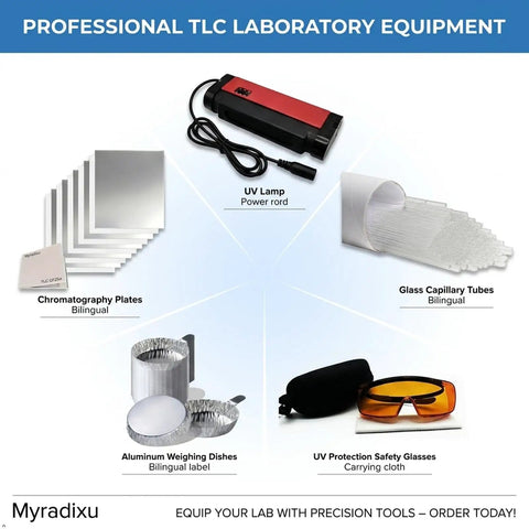 Badass Heavy Duty UV Safety Glasses Engineered To Block Harmful 254Nm UV Rays For Tlc Lab Tasks Ansi Z 871 Certified Industrial Grade Wraparound Goggles with carrying cloth and other lab equipment.