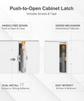 Push To Open Cabinet Latch With Hidden Rebounder Mechanism For Handle Free Doors Includes Screws And Tape For Easy Kitchen And Bedroom Retrofit