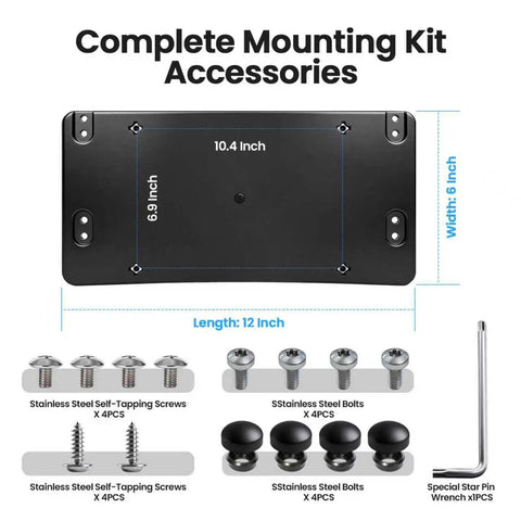 Complete mounting kit for Mercedes Benz Rear License Plate Bracket Holder 6x12 Inch Frame Fits 2007 2025 Cars
