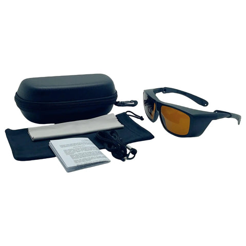 Top Shelf Laser Tattoo Removal Safety Glasses With Od5 Brown Lenses Deliver Kick Ass Eye Protection For Medical Pros And Artists Lightweight Unisex Q Switched Goggles Rock Solid Fit with case and accessories.