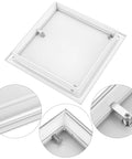 QWORK 10x10 aluminum flush access door panel for drywall and ceiling, powder-coated white, front view