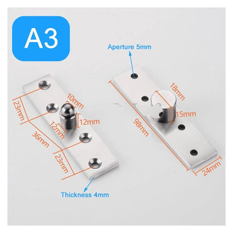 Rock Solid Heavy Duty Pivot Hinge 40 Pack Stainless Steel 360 Degree Rotary Hidden Door Hardware Rust Resistant Built Like A Tank Smooth Swing No Fuss Install For Cabinets And Closets detailed view of stainless pivot hinge measurements