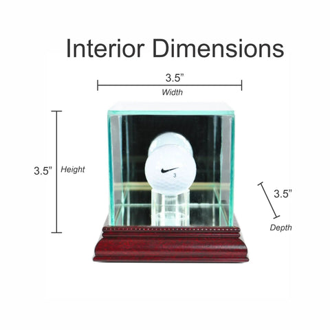 Hole In One Golf Ball Display Case With Real Glass, 1 1/2 Inch Sport Moulding, UV Protected, shown with interior dimensions