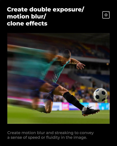 82mm Unilateral Blur Ghost Motion Filter for Camera Lens in action creating motion trails in a sports scene